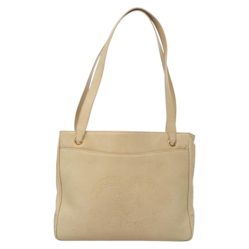 Chanel Lambskin CC Logo Shoulder Bag Beige